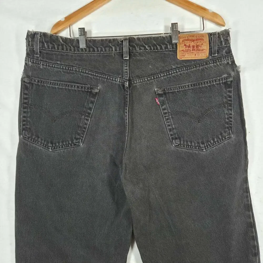 Vintage 80s Levis 550 Black Jeans Mens 42x32 Made in Puerto Rico USA 1989 Frayed